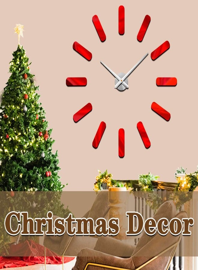 VANGOLD Frameless Wall Clock, 3D Modern Trend Wall Clocks for Living Room Decor, DIY Large Wall Clock Easy to Install Silent and Size Adjustable, Suitable for Kitchen, Farmhouse, Bedroom (Red) - Image 2